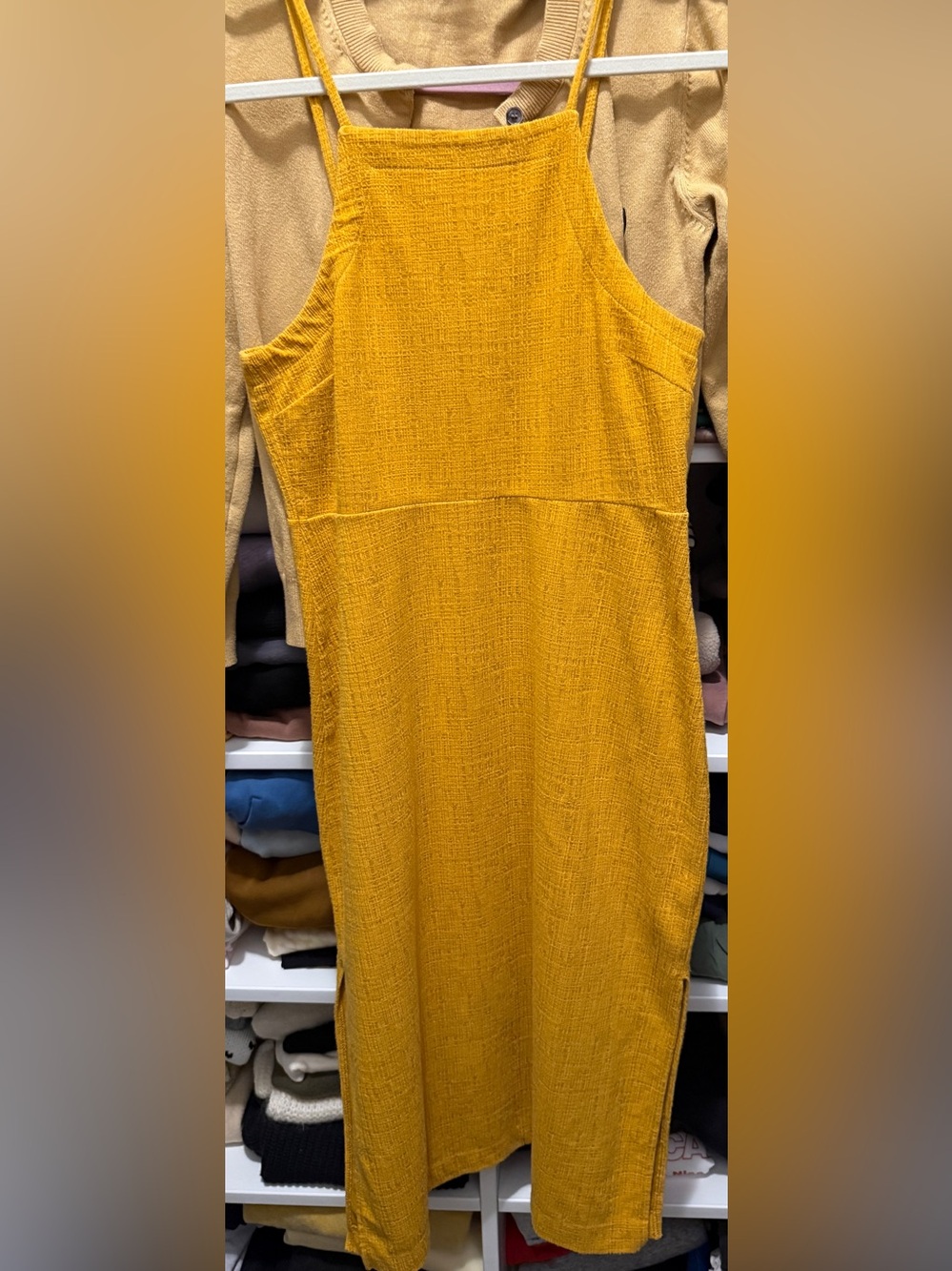 Madewell Mustard Textured Sleeveless Dress